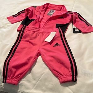 New born Adidas set. Zip front jacket jogger set